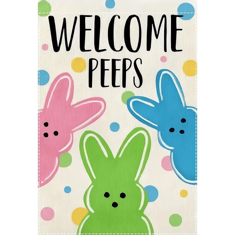 Welcome Peeps Colorful Easter Garden Flag Double-Sided 12" x 18" NEW! Home & Garden:Yard, Garden & Outdoor Living:Décor:Flags Style Your Walls